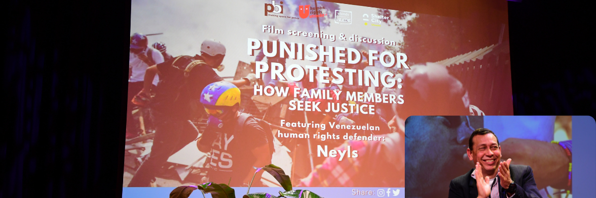 Banner film screening opening background with picture of Neyls
